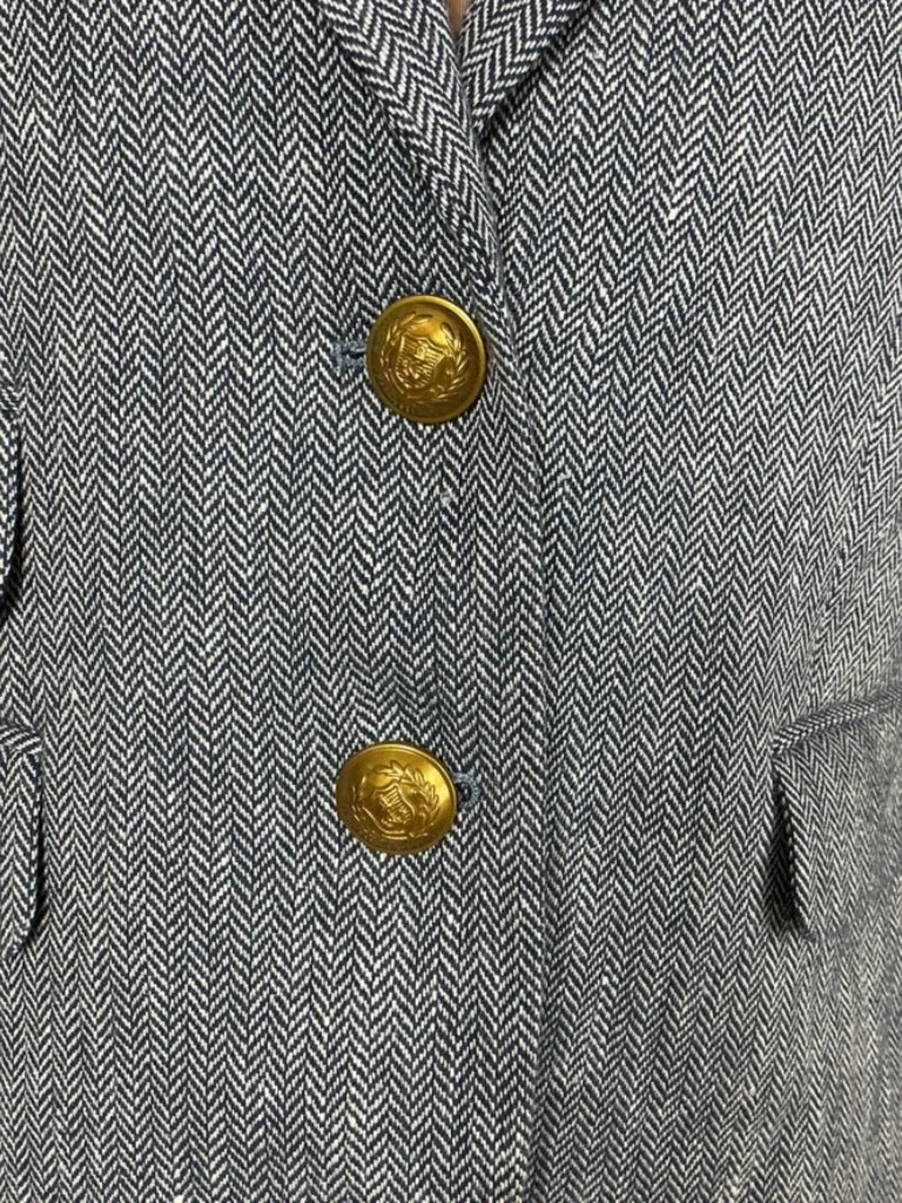 J. Crew Dalton Blue & White Herringbone Italian Cotton Linen Blazer NWOT 6